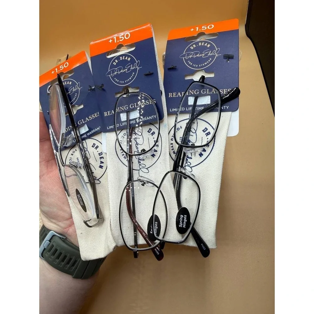 Lot of 3 Dr. Dean ICU Eyewear Reading Glasses Readers Different Frames +1.50 NEW